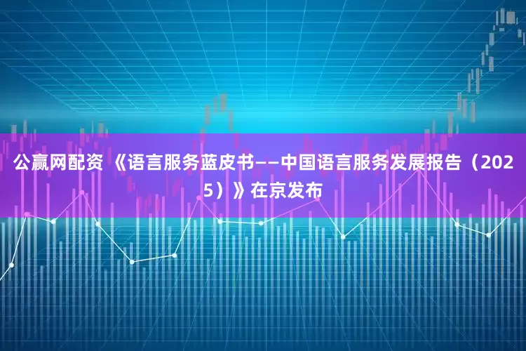 公赢网配资 《语言服务蓝皮书——中国语言服务发展报告（2025）》在京发布